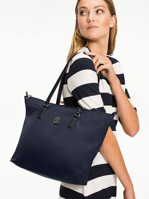 Blue Tommy Hilfiger Nylon Blend Tote Women's Bags | TH576JKV