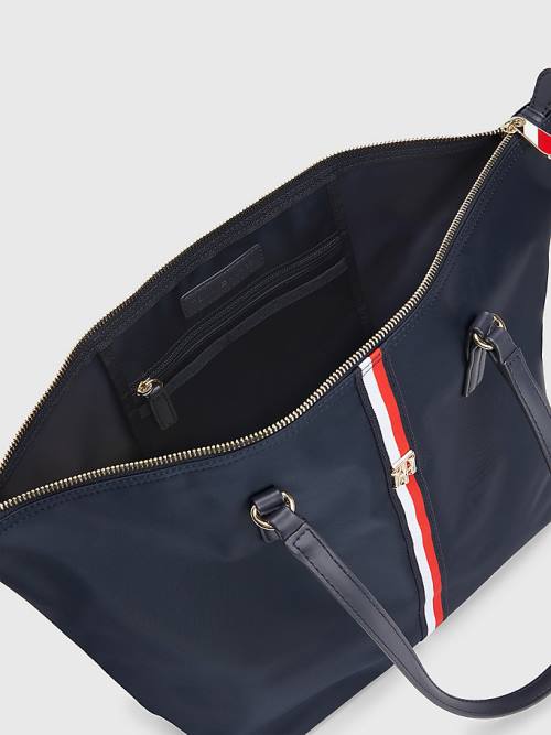 Blue Tommy Hilfiger Nylon Signature Tote Women's Bags | TH359HBO