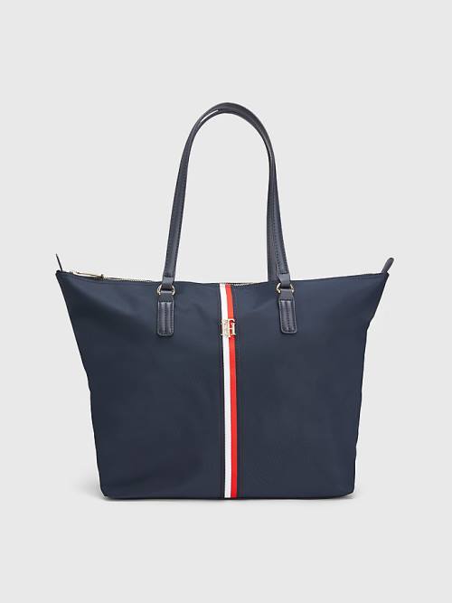 Blue Tommy Hilfiger Nylon Signature Tote Women\'s Bags | TH359HBO