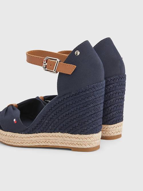 Blue Tommy Hilfiger Open Toe High Wedge Espadrille Women's Sandals | TH506YWZ