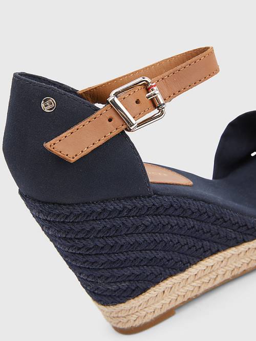 Blue Tommy Hilfiger Open Toe High Wedge Espadrille Women's Sandals | TH506YWZ