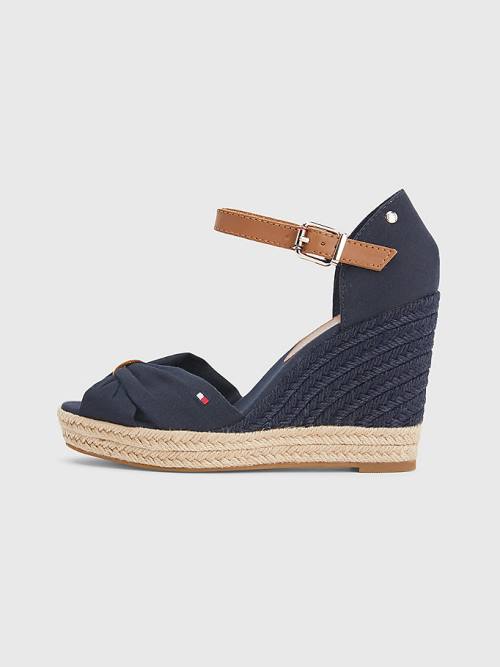 Blue Tommy Hilfiger Open Toe High Wedge Espadrille Women's Sandals | TH506YWZ