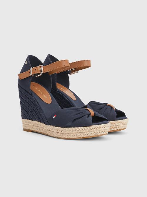 Blue Tommy Hilfiger Open Toe High Wedge Espadrille Women\'s Sandals | TH506YWZ