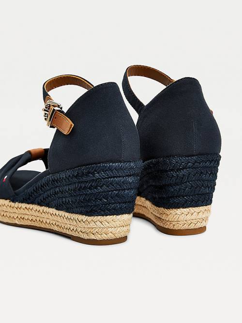 Blue Tommy Hilfiger Open Toe Mid Wedge Espadrille Women's Sandals | TH947BGV