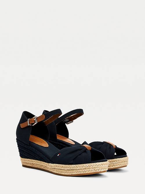 Blue Tommy Hilfiger Open Toe Mid Wedge Espadrille Women\'s Sandals | TH947BGV