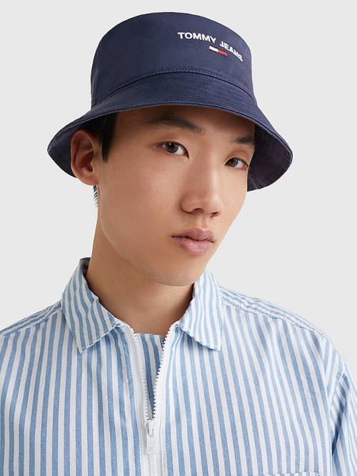 Blue Tommy Hilfiger Organic Cotton Bucket Men's Hats | TH013HSF