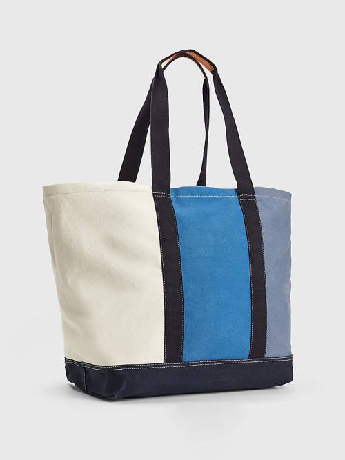 Blue Tommy Hilfiger Organic Cotton Canvas Tote Men's Bags | TH304WQM