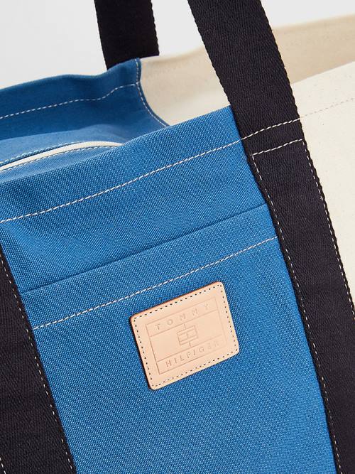 Blue Tommy Hilfiger Organic Cotton Canvas Tote Men's Bags | TH304WQM