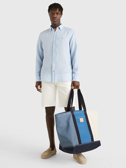 Blue Tommy Hilfiger Organic Cotton Canvas Tote Men's Bags | TH304WQM