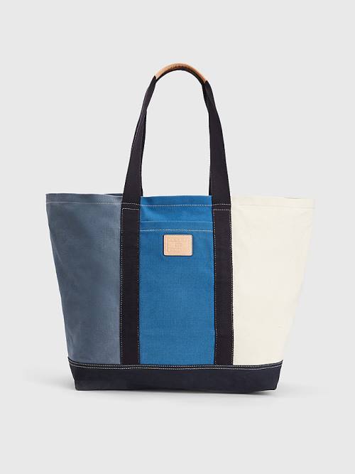 Blue Tommy Hilfiger Organic Cotton Canvas Tote Men\'s Bags | TH304WQM