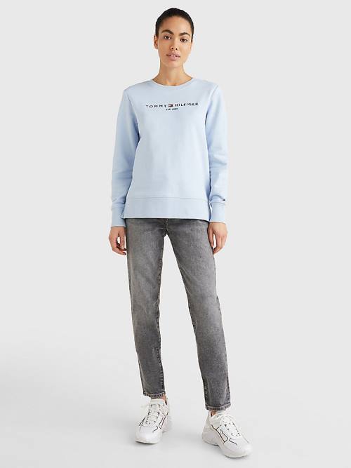 Blue Tommy Hilfiger Organic Cotton Crew Neck Women's Sweatshirts | TH391MHT