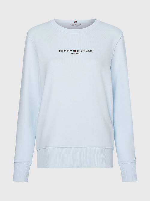 Blue Tommy Hilfiger Organic Cotton Crew Neck Women's Sweatshirts | TH391MHT