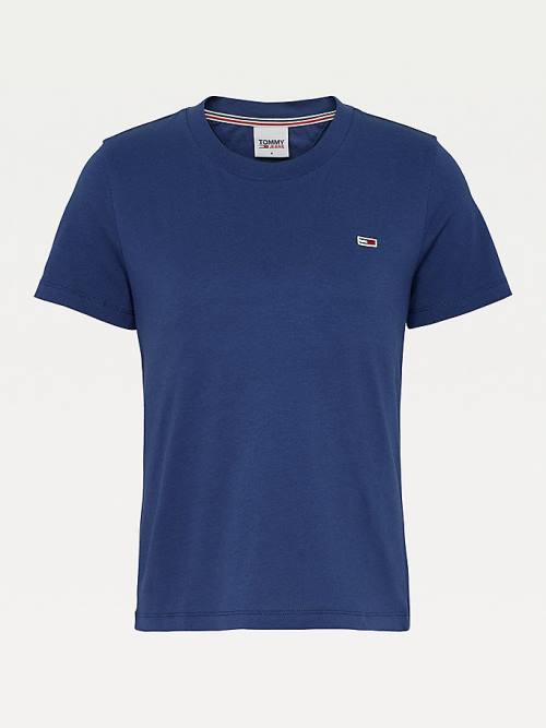 Blue Tommy Hilfiger Organic Cotton Crew Neck Women's T Shirts | TH503REJ