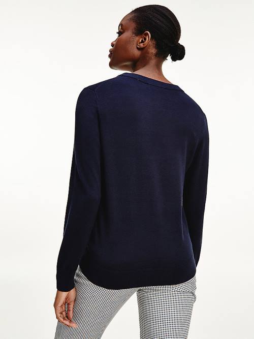 Blue Tommy Hilfiger Organic Cotton Crew Neck Jumper Women's Sweaters | TH673AZH