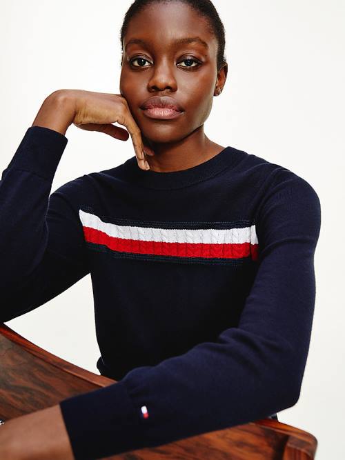 Blue Tommy Hilfiger Organic Cotton Crew Neck Jumper Women's Sweaters | TH673AZH