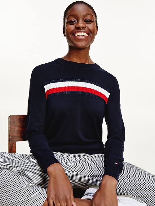 Blue Tommy Hilfiger Organic Cotton Crew Neck Jumper Women\'s Sweaters | TH673AZH