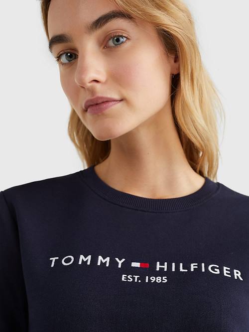 Blue Tommy Hilfiger Organic Cotton Crew Neck Women's Sweatshirts | TH792BSV