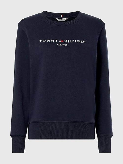 Blue Tommy Hilfiger Organic Cotton Crew Neck Women's Sweatshirts | TH792BSV