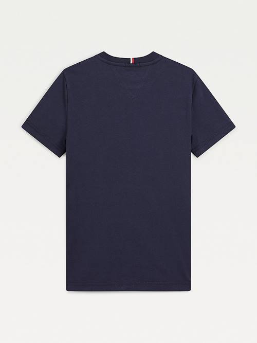 Blue Tommy Hilfiger Organic Cotton Embossed Logo Boys' T Shirts | TH790SUI