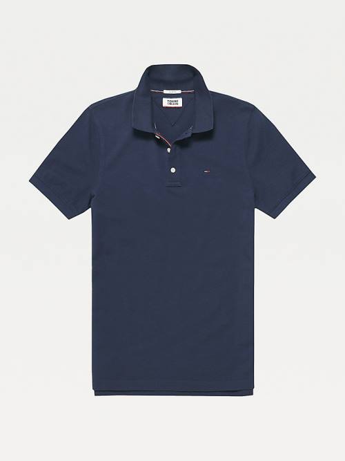 Blue Tommy Hilfiger Organic Cotton Fine Pique Slim Men's Polo Shirts | TH015PWR