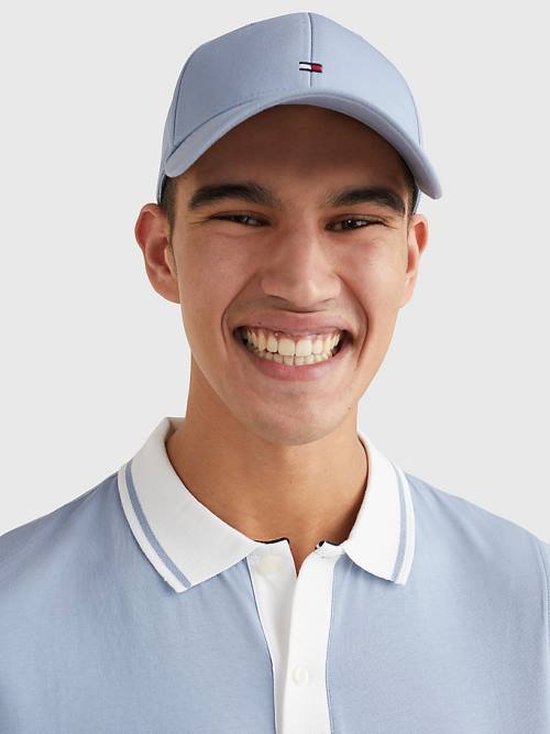 Blue Tommy Hilfiger Organic Cotton Flag Embroidery Cap Men's Hats | TH439UKX