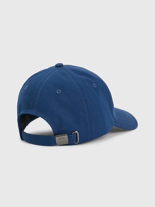 Blue Tommy Hilfiger Organic Cotton Flag Embroidery Cap Men's Hats | TH803WEQ