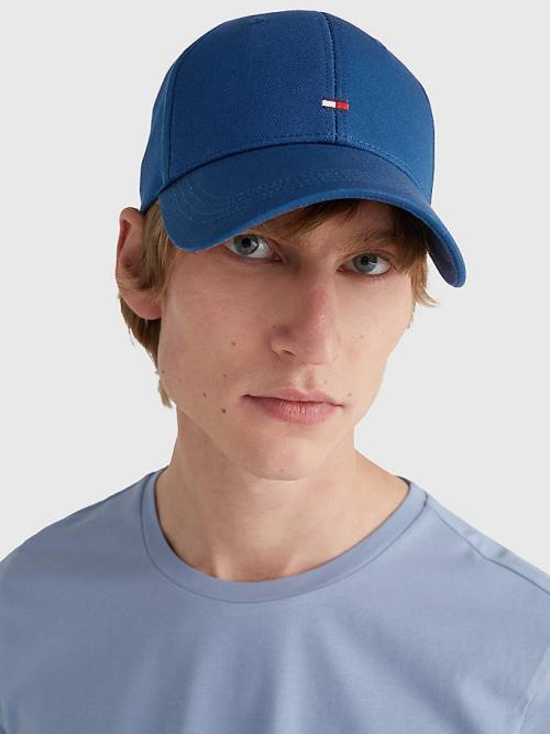 Blue Tommy Hilfiger Organic Cotton Flag Embroidery Cap Men's Hats | TH803WEQ