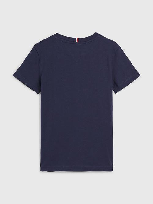 Blue Tommy Hilfiger Organic Cotton Logo Boys' T Shirts | TH348PBI