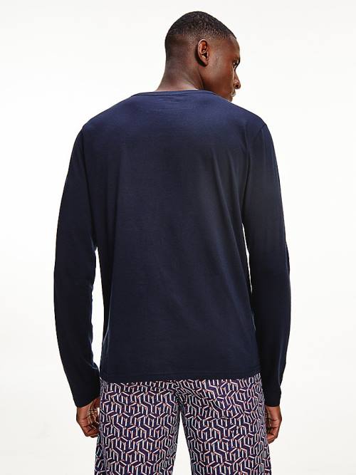 Blue Tommy Hilfiger Organic Cotton Long Sleeve Men's Pyjamas | TH091RLK