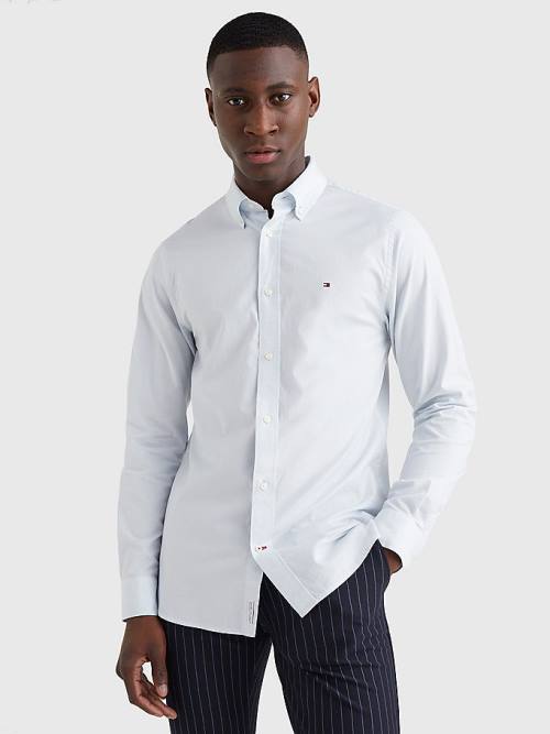 Blue Tommy Hilfiger Organic Cotton Poplin Regular Fit Men's Shirts | TH482MDO