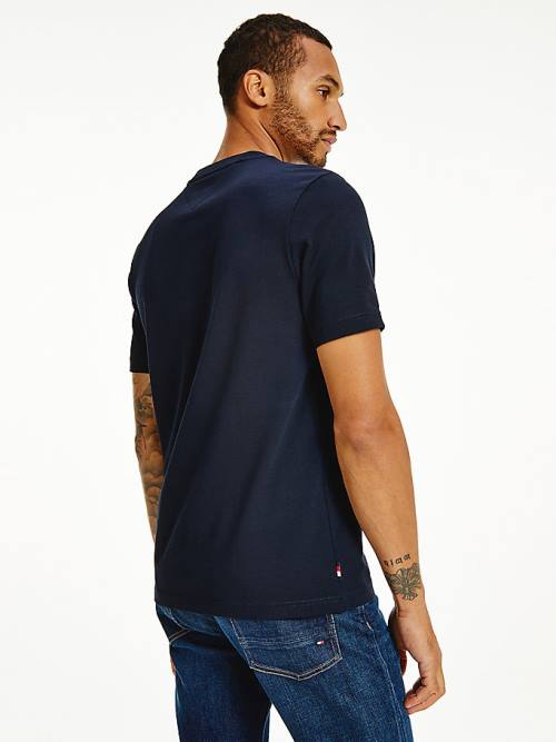 Blue Tommy Hilfiger Organic Cotton Relaxed Fit Men's T Shirts | TH641NOD