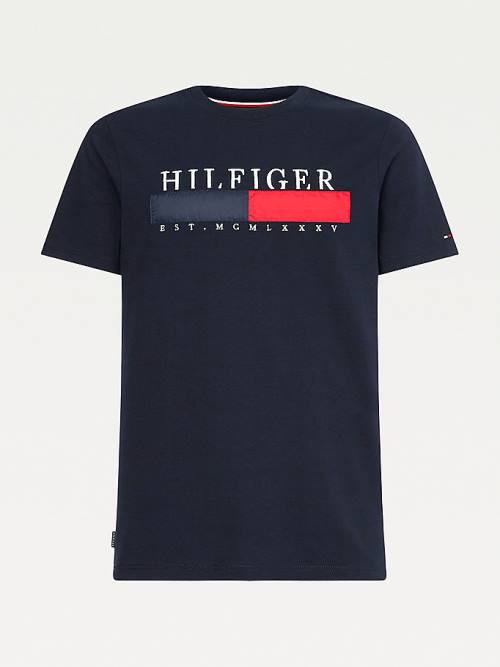 Blue Tommy Hilfiger Organic Cotton Relaxed Fit Men's T Shirts | TH641NOD