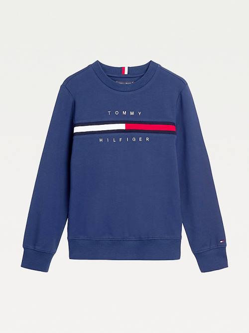 Blue Tommy Hilfiger Organic Cotton Rib Knit Panel Boys' Sweatshirts | TH806QDP