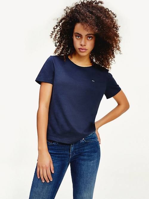 Blue Tommy Hilfiger Organic Cotton Slim Fit Women's T Shirts | TH067PCG