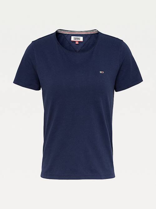 Blue Tommy Hilfiger Organic Cotton Slim Fit Women's T Shirts | TH067PCG