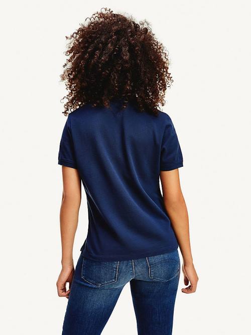 Blue Tommy Hilfiger Organic Cotton Slim Fit Women's Polo Shirts | TH394SXO