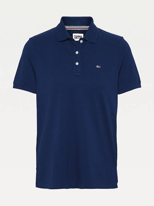 Blue Tommy Hilfiger Organic Cotton Slim Fit Women's Polo Shirts | TH394SXO