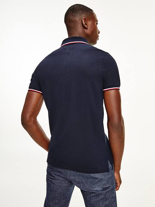 Blue Tommy Hilfiger Organic Cotton Slim Fit Men's Polo Shirts | TH501HTZ