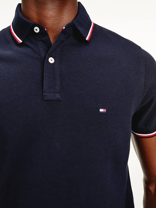 Blue Tommy Hilfiger Organic Cotton Slim Fit Men's Polo Shirts | TH501HTZ