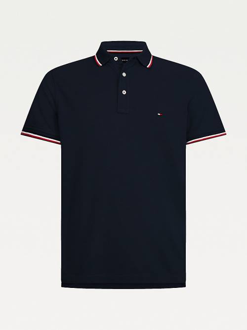 Blue Tommy Hilfiger Organic Cotton Slim Fit Men's Polo Shirts | TH501HTZ