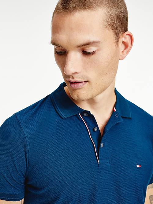 Blue Tommy Hilfiger Organic Cotton Slim Fit Men's Polo Shirts | TH654QFB