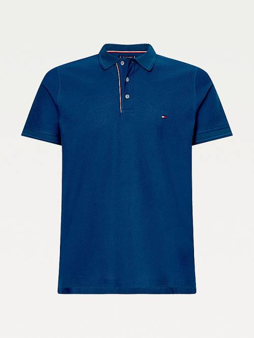 Blue Tommy Hilfiger Organic Cotton Slim Fit Men's Polo Shirts | TH654QFB