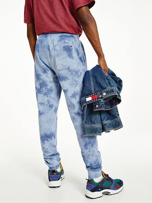 Blue Tommy Hilfiger Organic Cotton Tie-Dye Slim Fit Joggers Men's Pants | TH417TFE