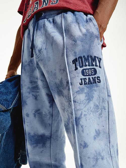 Blue Tommy Hilfiger Organic Cotton Tie-Dye Slim Fit Joggers Men's Pants | TH417TFE