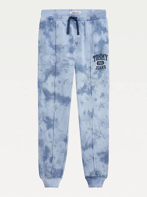 Blue Tommy Hilfiger Organic Cotton Tie-Dye Slim Fit Joggers Men's Pants | TH417TFE