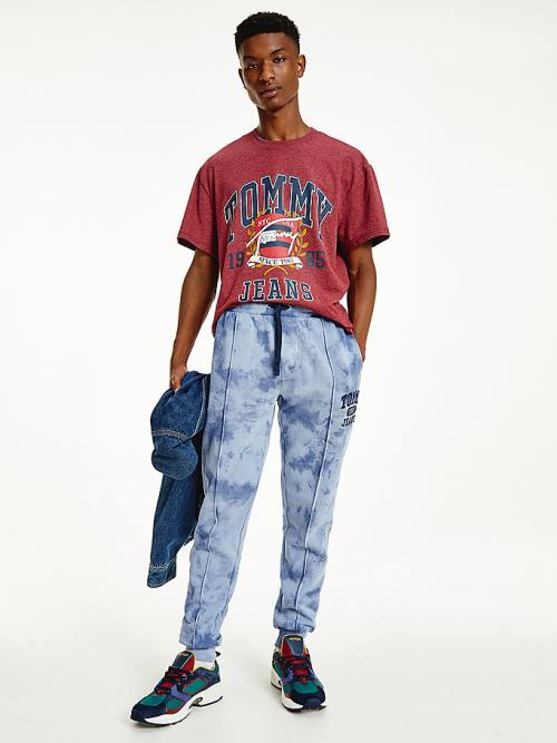 Blue Tommy Hilfiger Organic Cotton Tie-Dye Slim Fit Joggers Men\'s Pants | TH417TFE