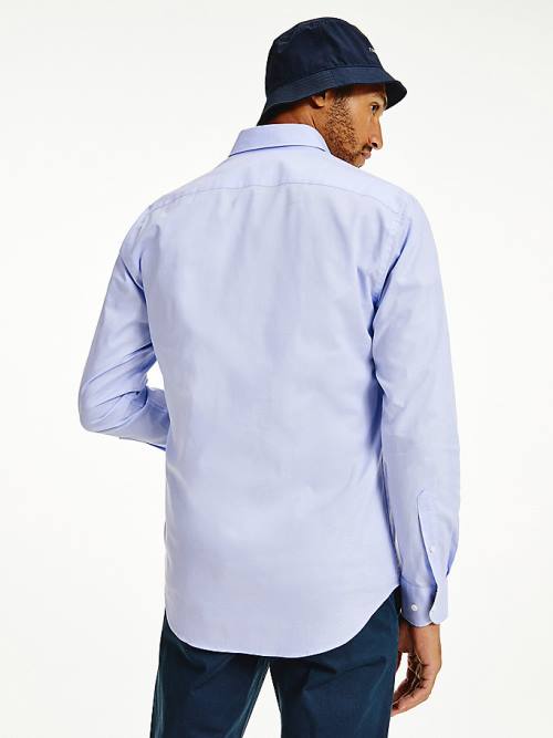 Blue Tommy Hilfiger Organic Oxford Cotton Men's Shirts | TH642OND