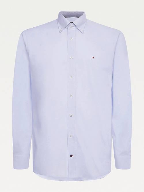 Blue Tommy Hilfiger Organic Oxford Cotton Men\'s Shirts | TH642OND