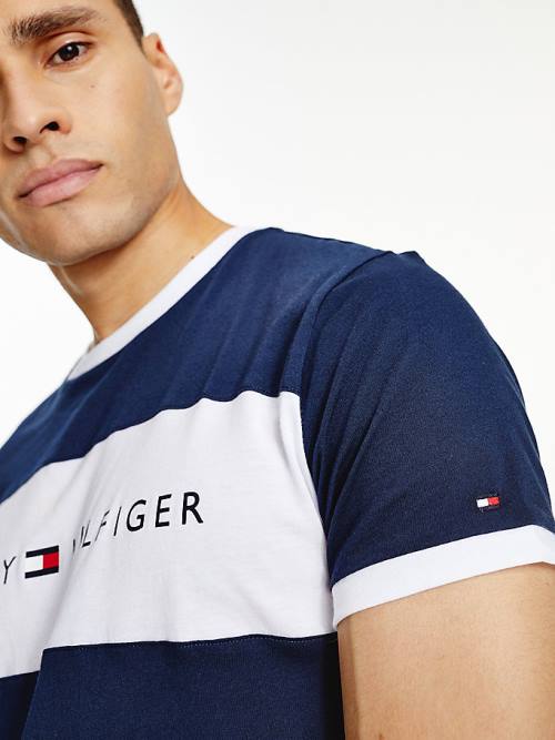 Blue Tommy Hilfiger Original Colour-Blocked Logo Men's Pyjamas | TH375HAL