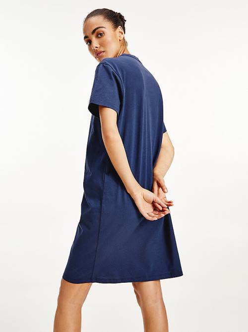 Blue Tommy Hilfiger Original Half Sleeve Nightdress Women's Pyjamas | TH834EIO